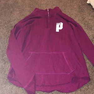 Victoria Secret Pink half zip cranberry hoodie